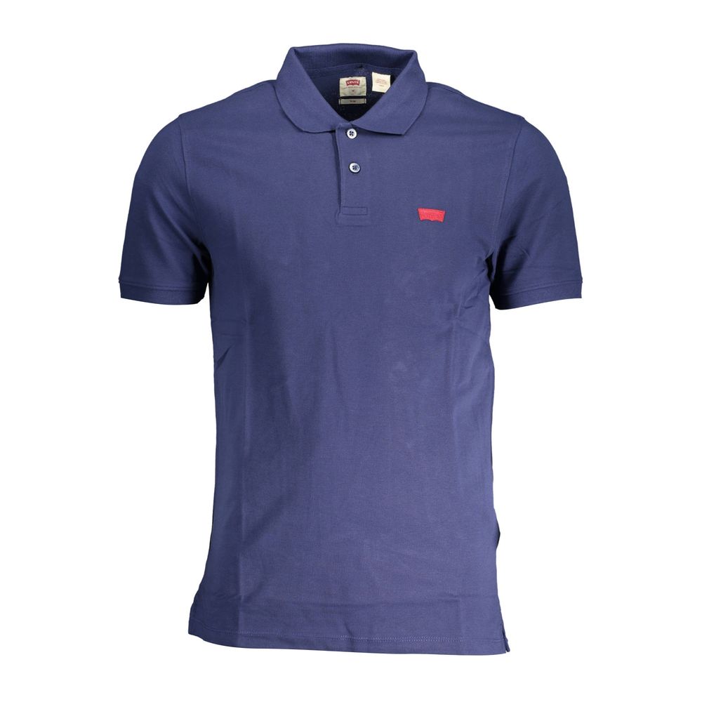 Blue Cotton Men Polo