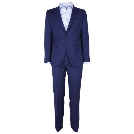 Blue Virgin Wool Men Suit