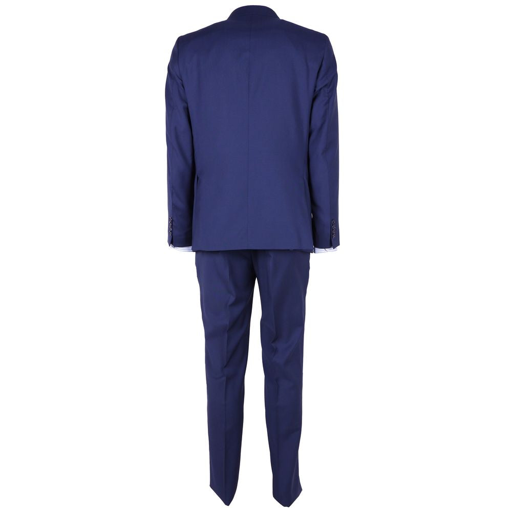 Blue Virgin Wool Men Suit