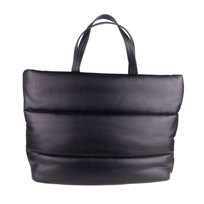 Elegant Black Padded Eco-Leather Shopper