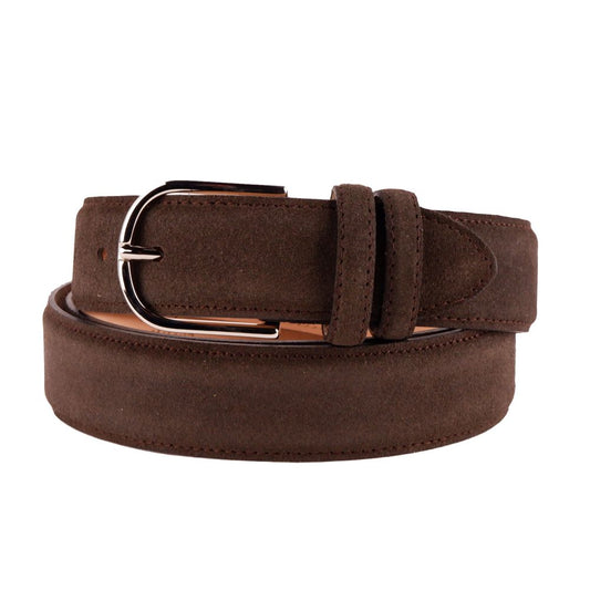 Elegant Brown Suede Calfskin Belt