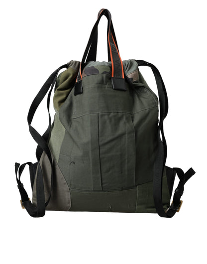 Military Green Patchwork Rucksack Backpack Bag