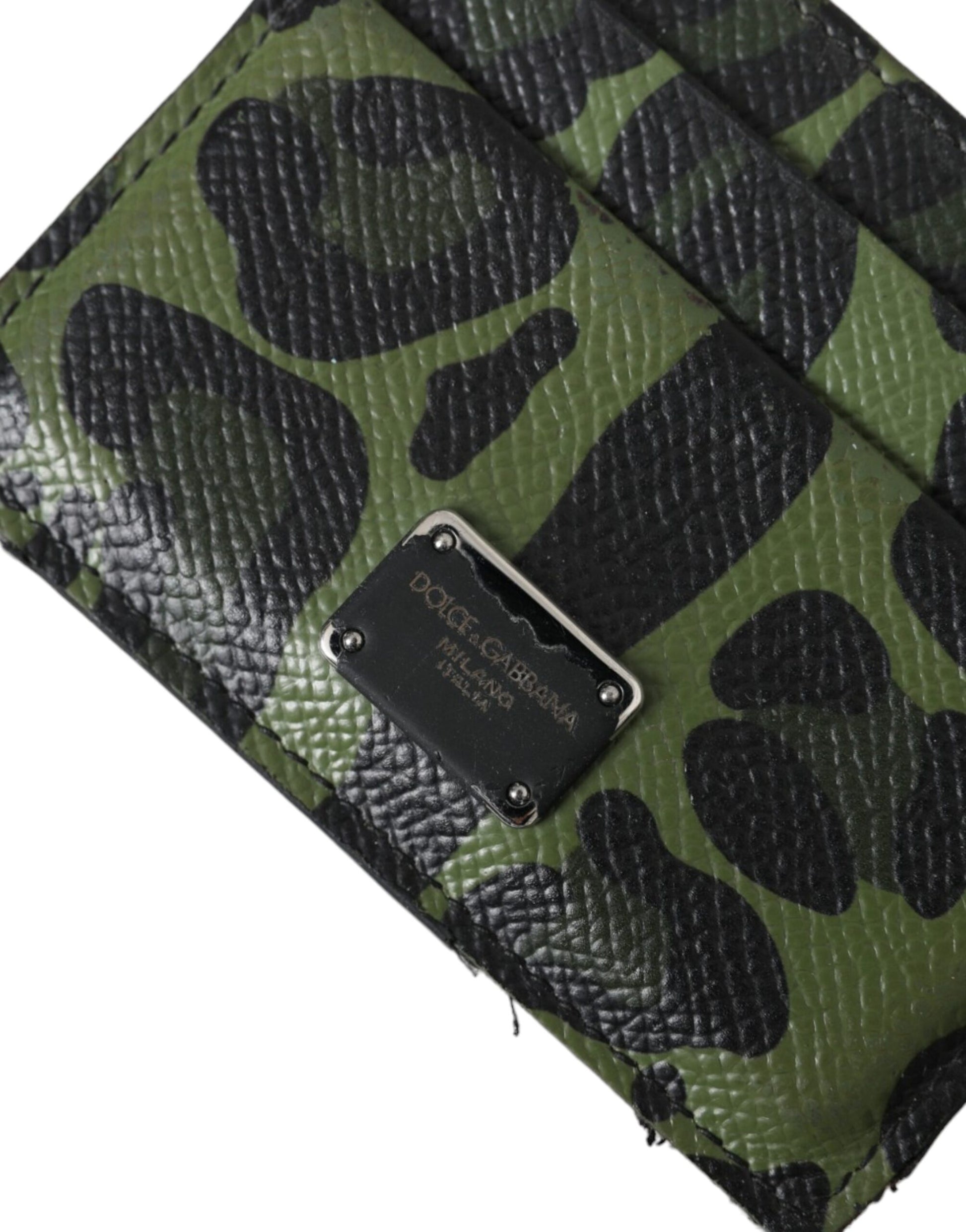 Green Black Leopard Logo Plaque Card Holder Wallet