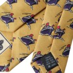 Yellow Ship Print 100% Silk Adjustable Men Tie