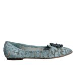 Blue Lace Crystal Ballet Flats Loafers Shoes