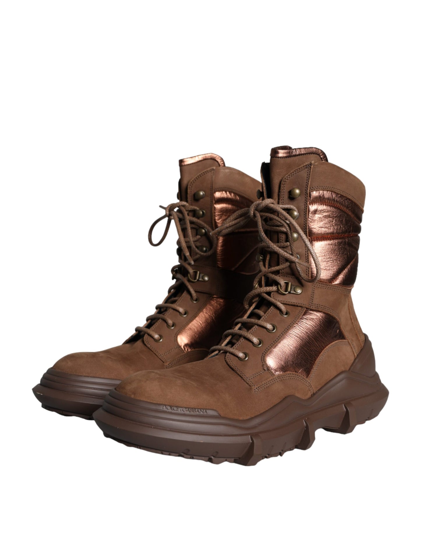 Brown Suede Leather Military Combat Men Boots Shoes