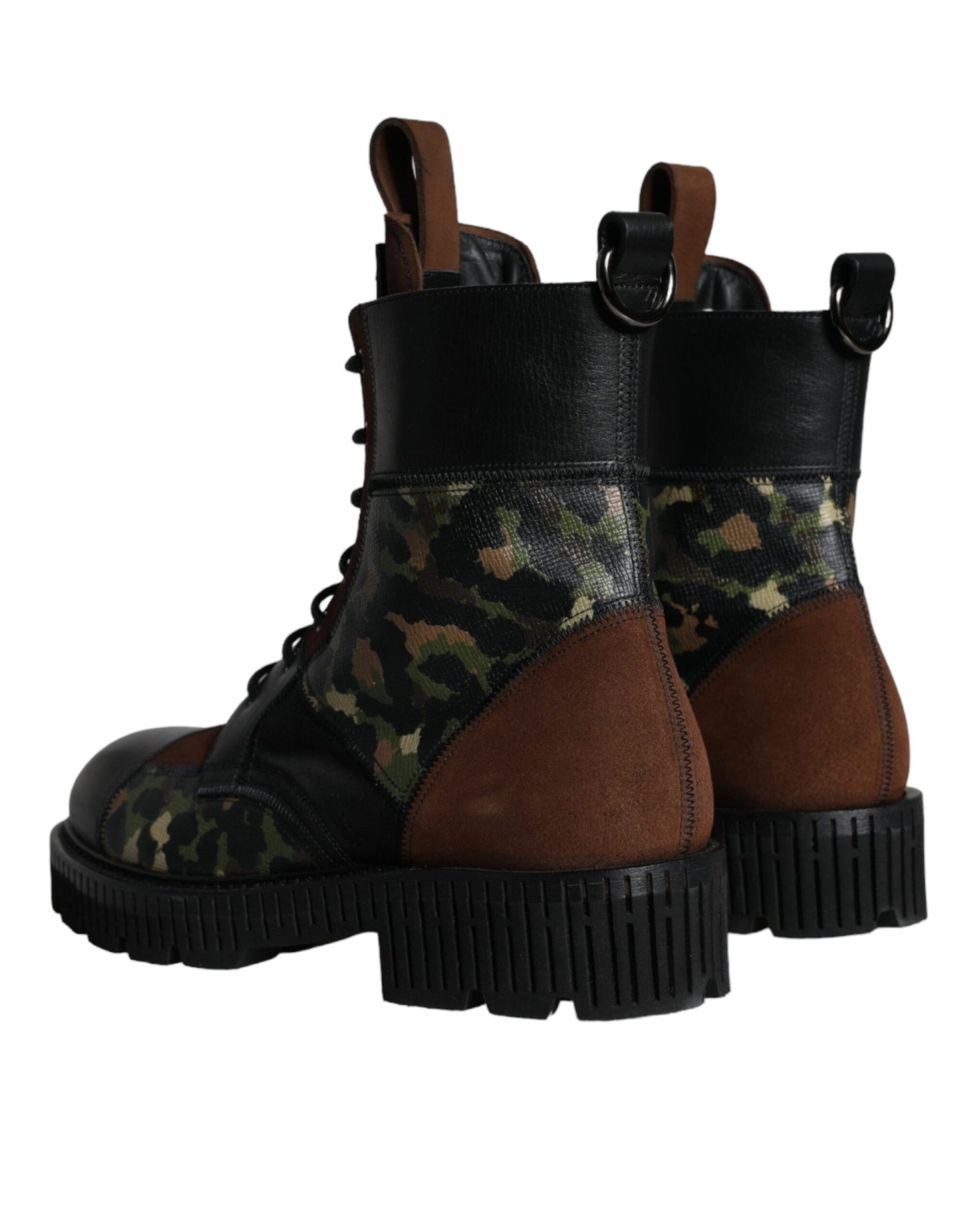 Brown Suede Camouflage Leather Combat Boots Shoes