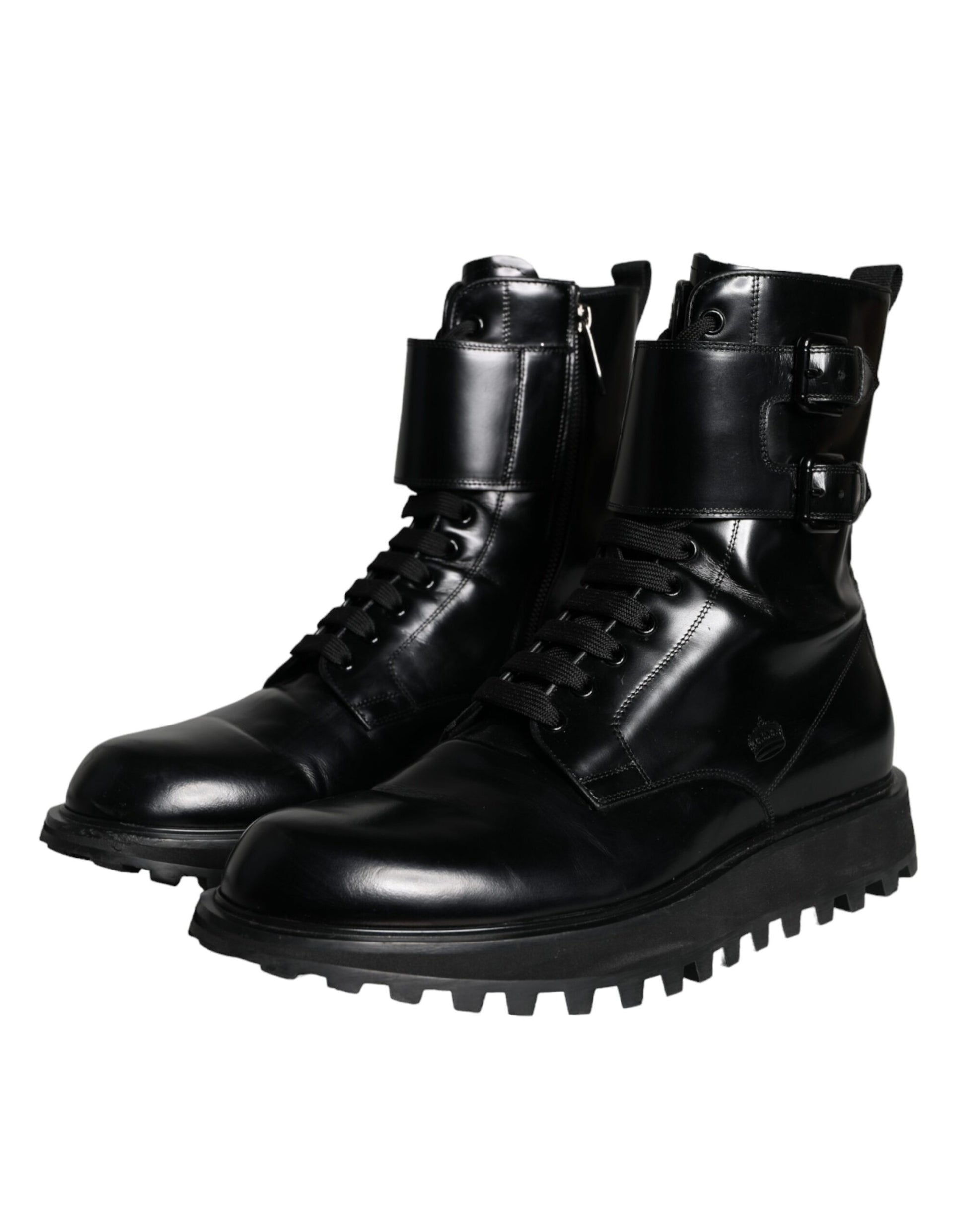 Black Leather Lace Up Men Mid Calf Boots Shoes