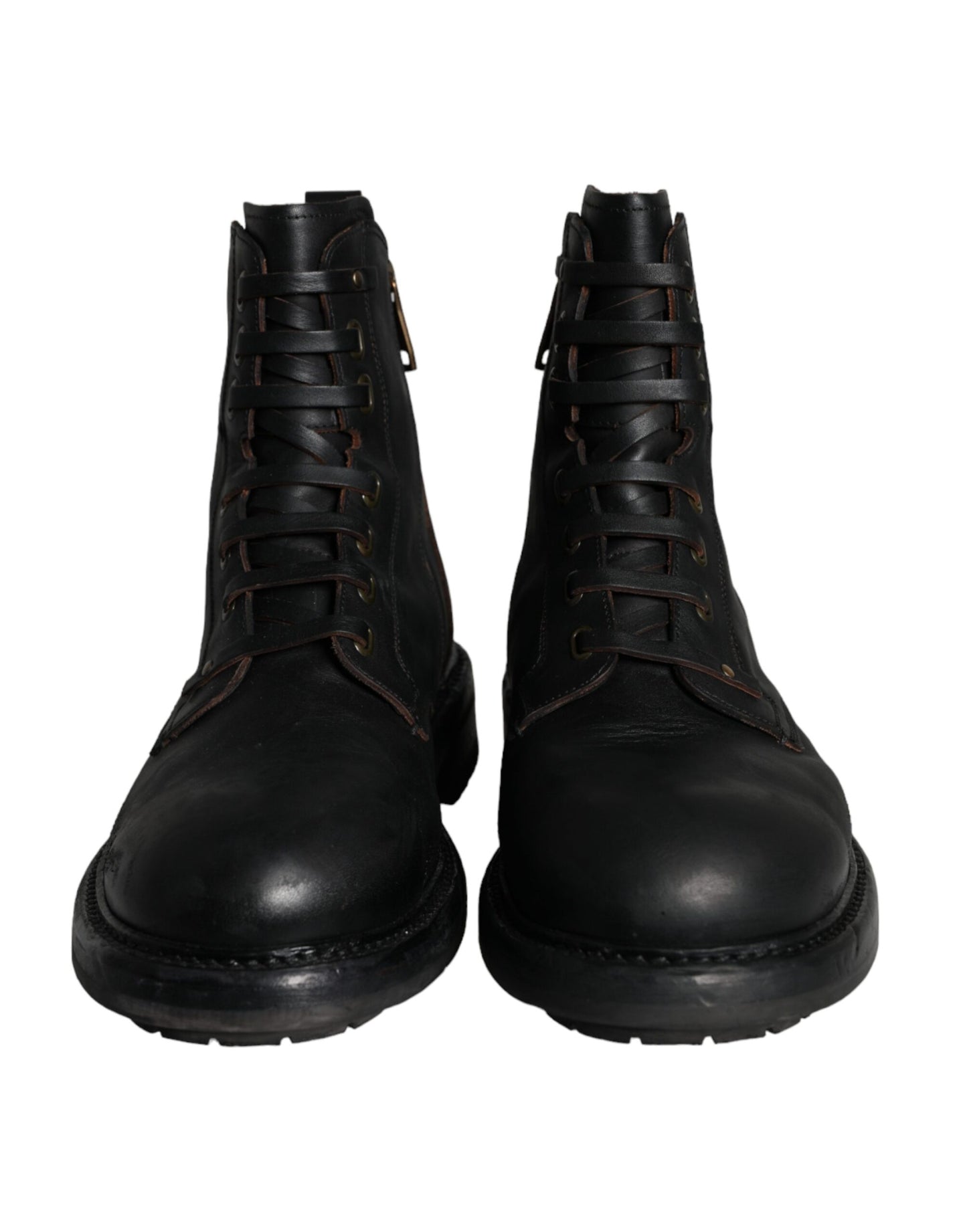 Black Lace Up Mid Calf Boots Men Shoes