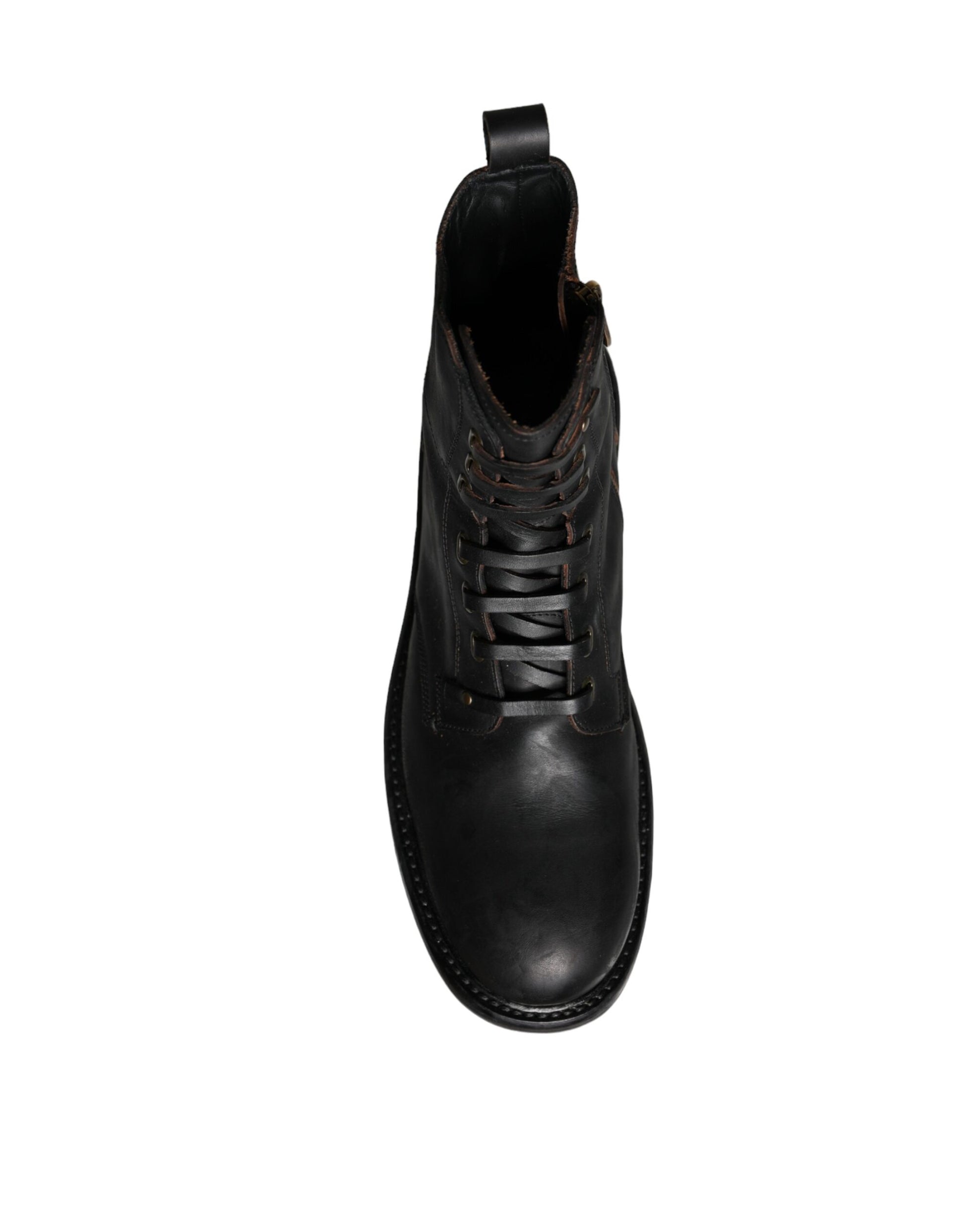 Black Lace Up Mid Calf Boots Men Shoes