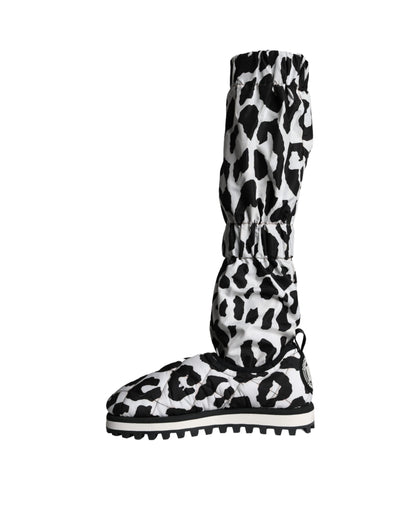 Black White Leopard Quilted Men Boots Sneakers Shoes