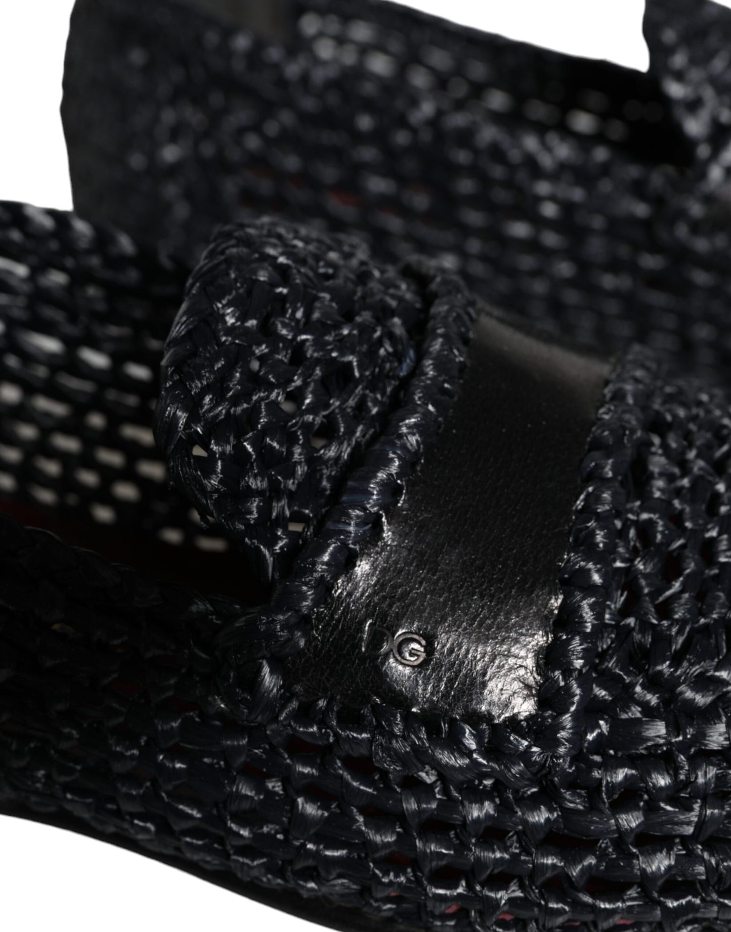 Black Woven Raffia Slip On Loafers Men Shoes