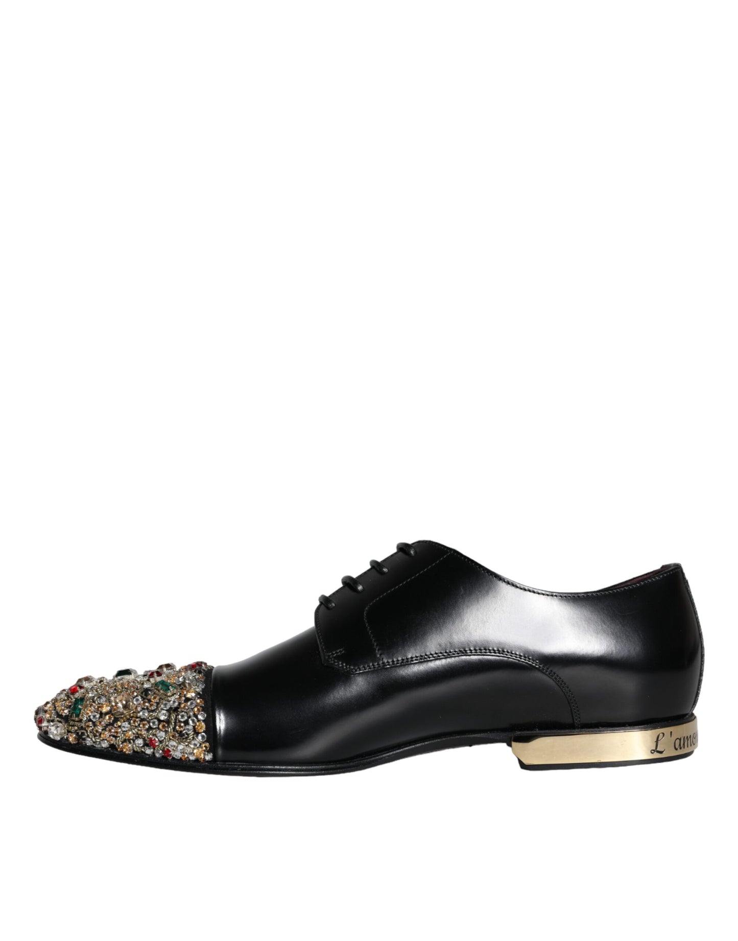 Black Leather RUNWAY POSITANO Crystal Derby Men Shoes