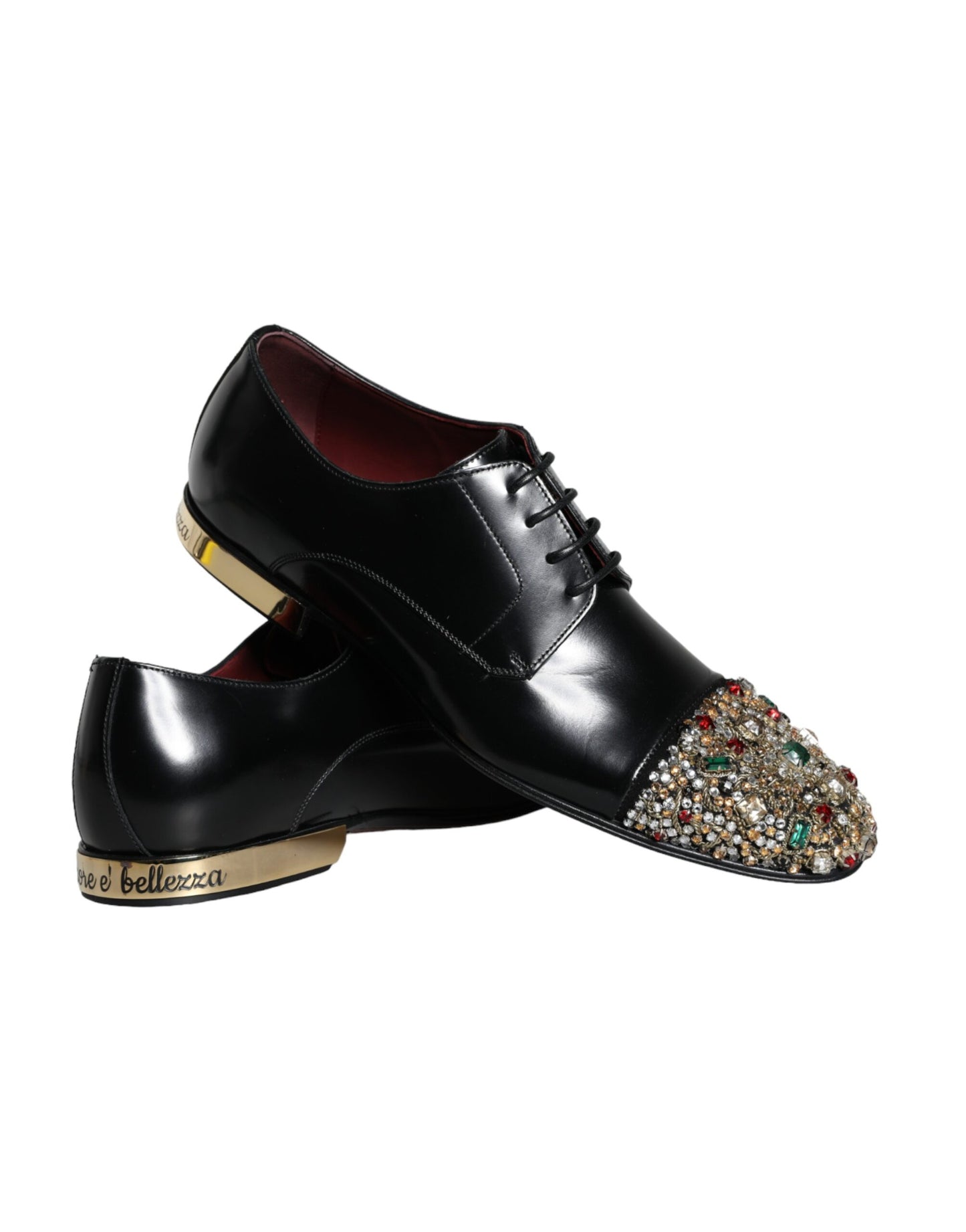 Black Leather RUNWAY POSITANO Crystal Derby Men Shoes