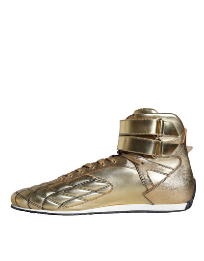 Gold Leather Sartoria High Top Sneakers Shoes