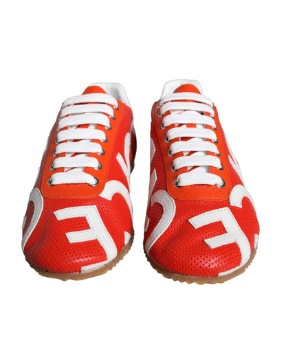 Red White Leather Logo Casual Sneakers Shoes