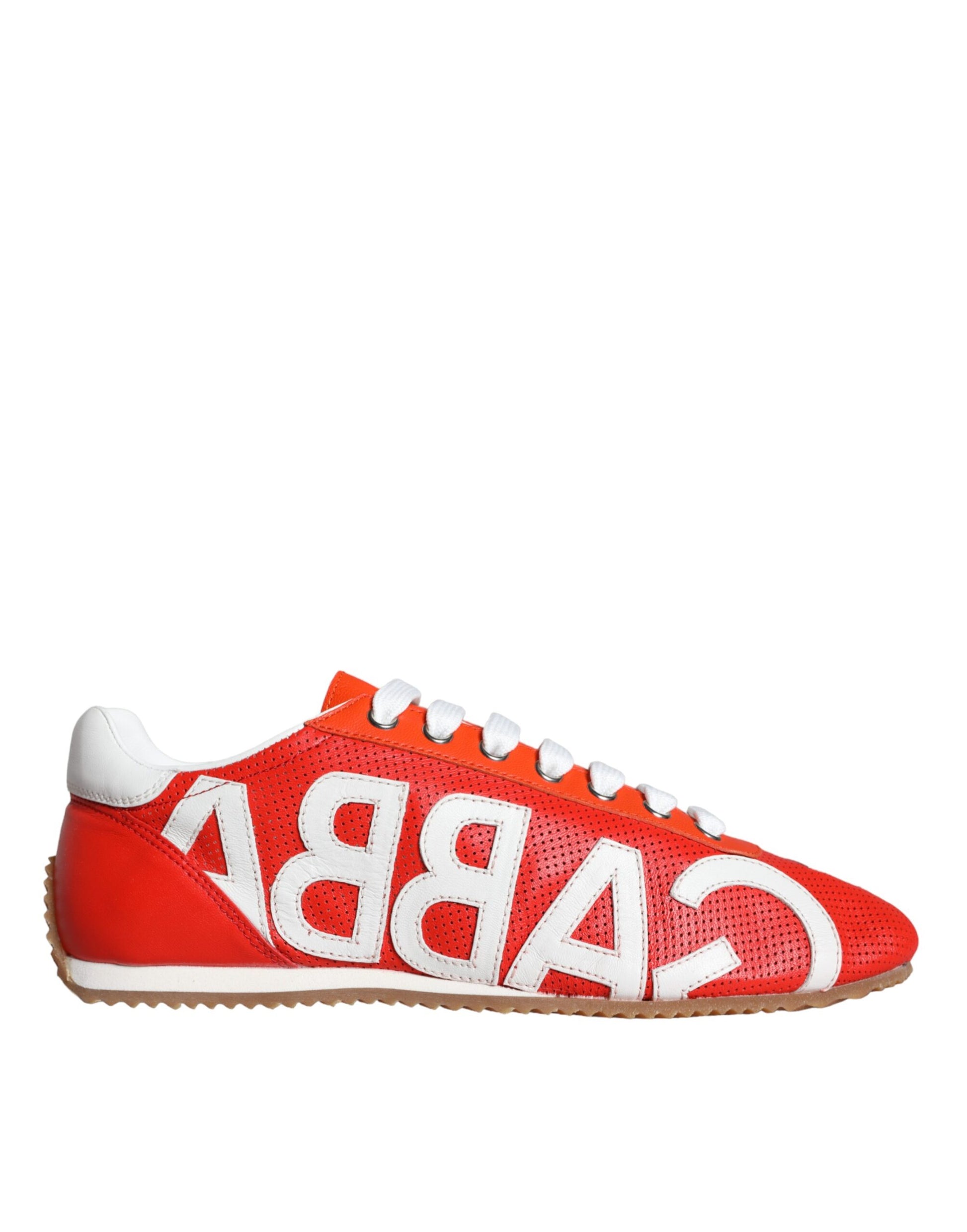 Red White Leather Logo Casual Sneakers Shoes