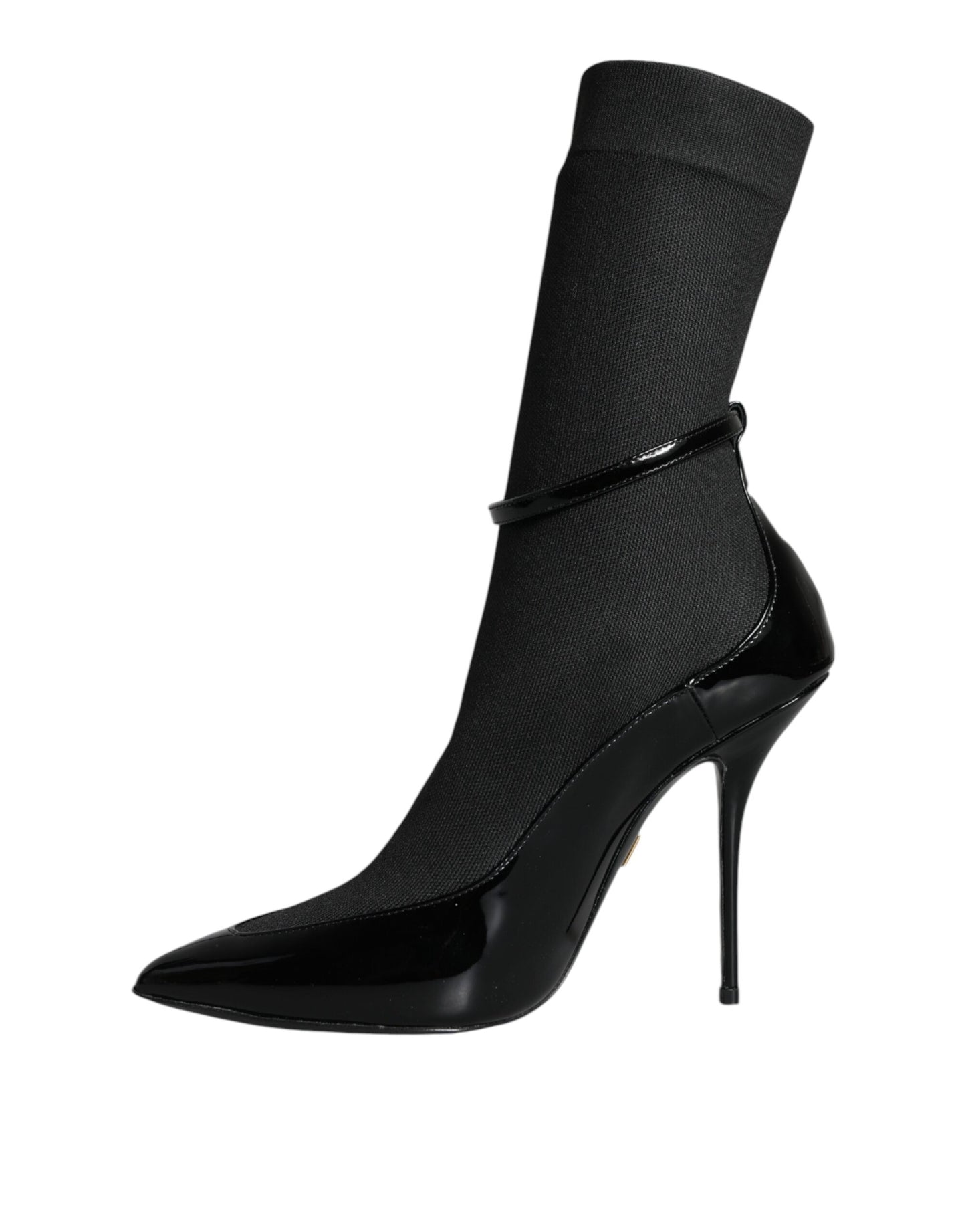 Black Leather Stilettos Booties Socks Shoes