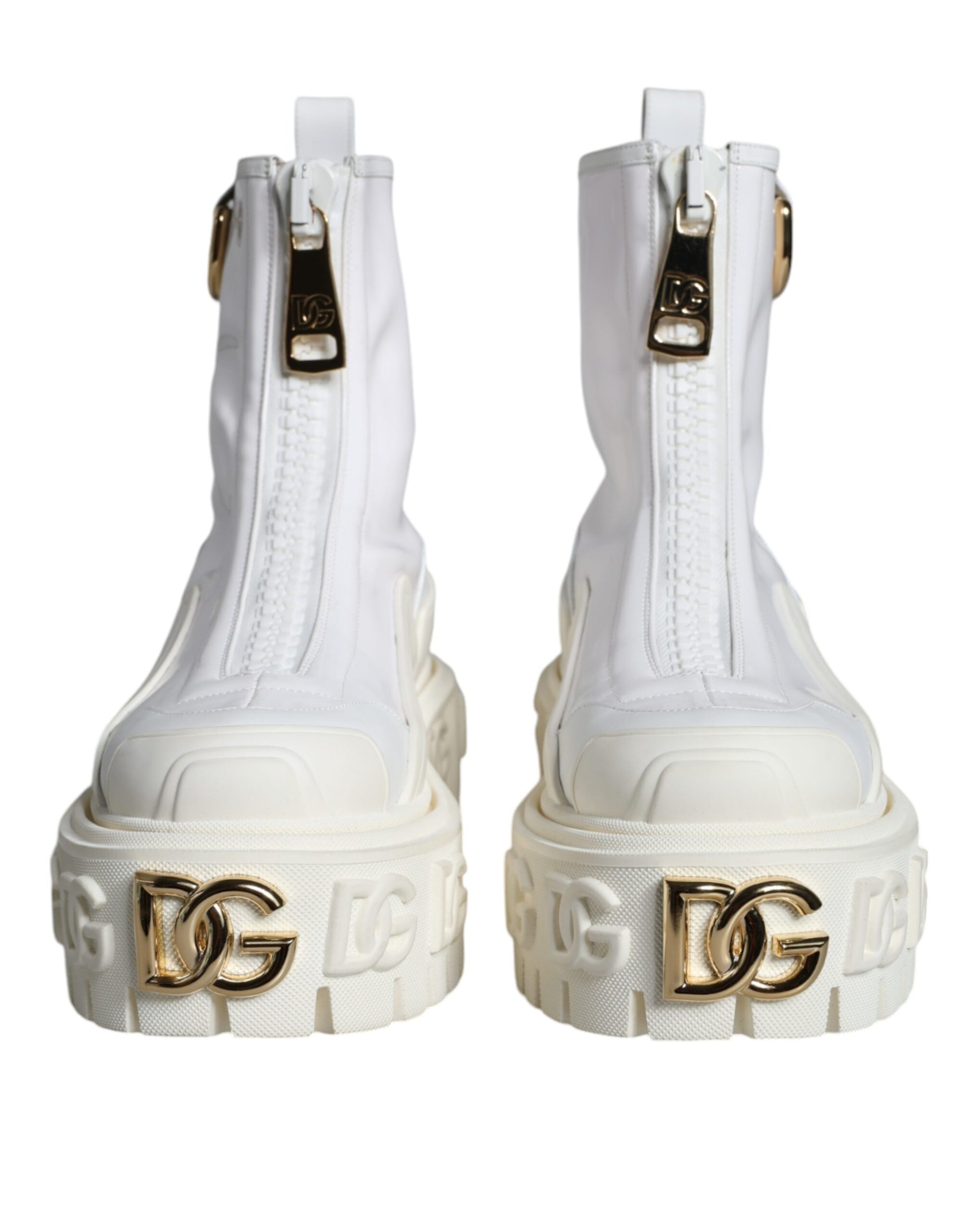 White Leather Rubber Logo Ankle Boots Shoes