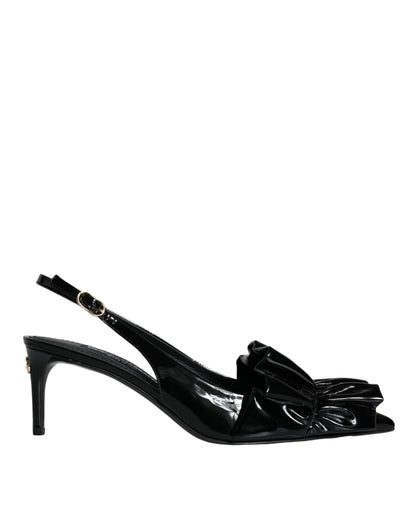 Black Patent Leather Heels Slingback Shoes