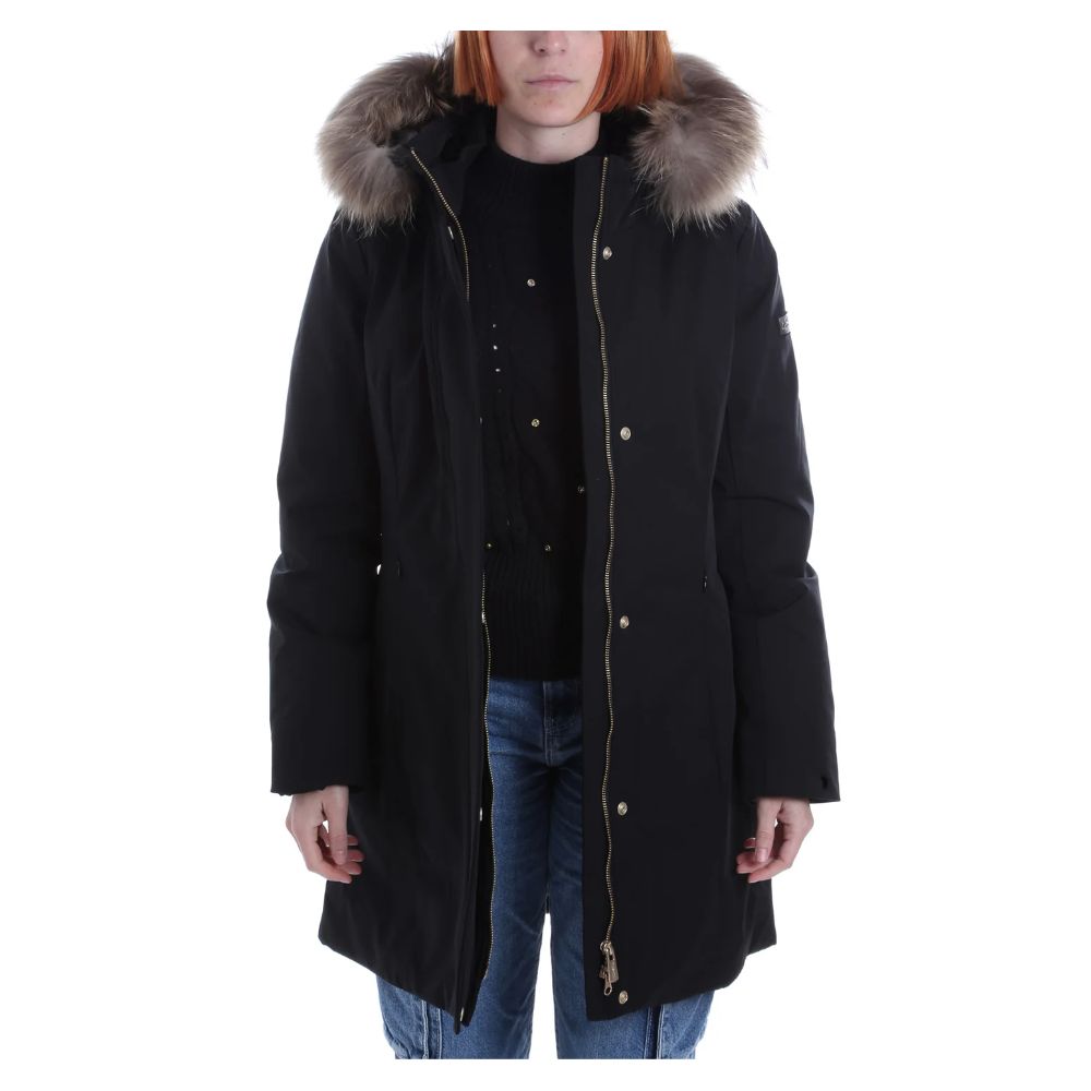 Black Nylon Women Parka