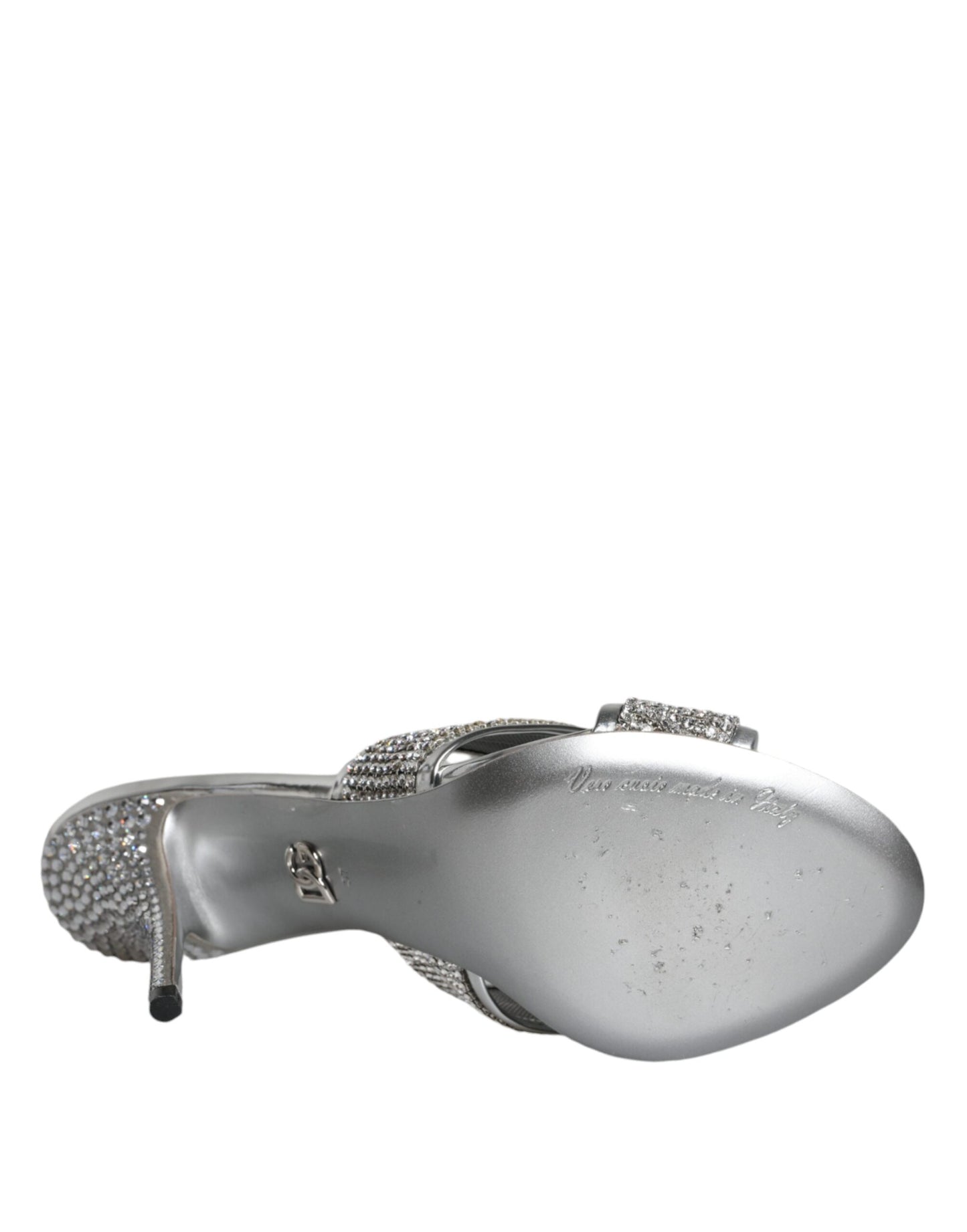 Silver Crystals Keira Heels Slides Shoes