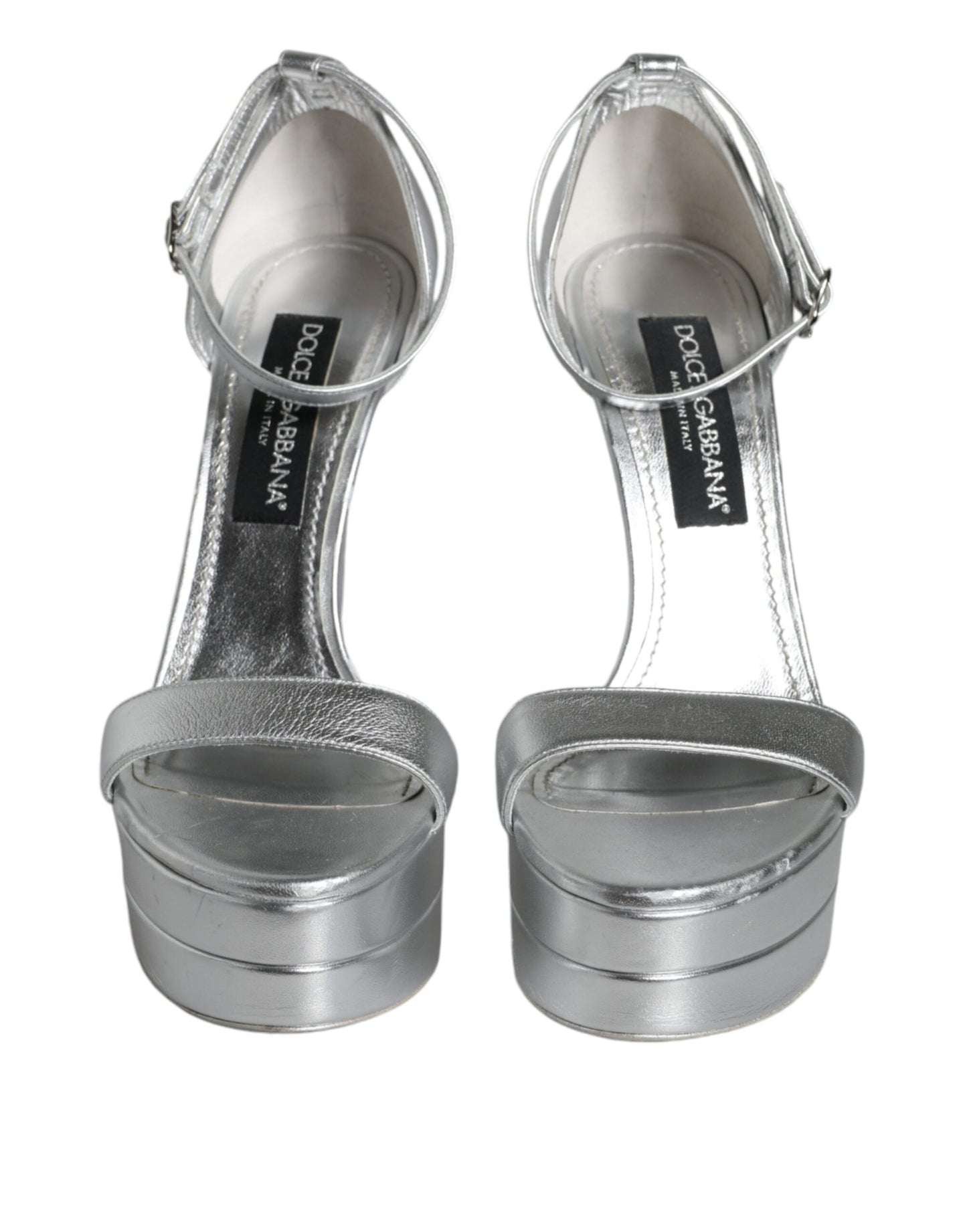 Silver KEIRA Heels Ankle Strap Sandals Shoes