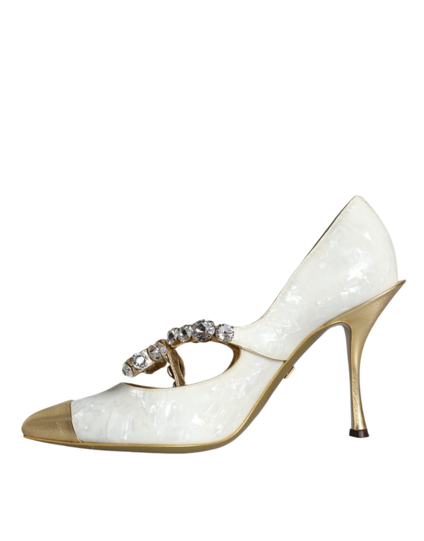 White Mary Jane Crystal Bow Pearl Pumps Shoes