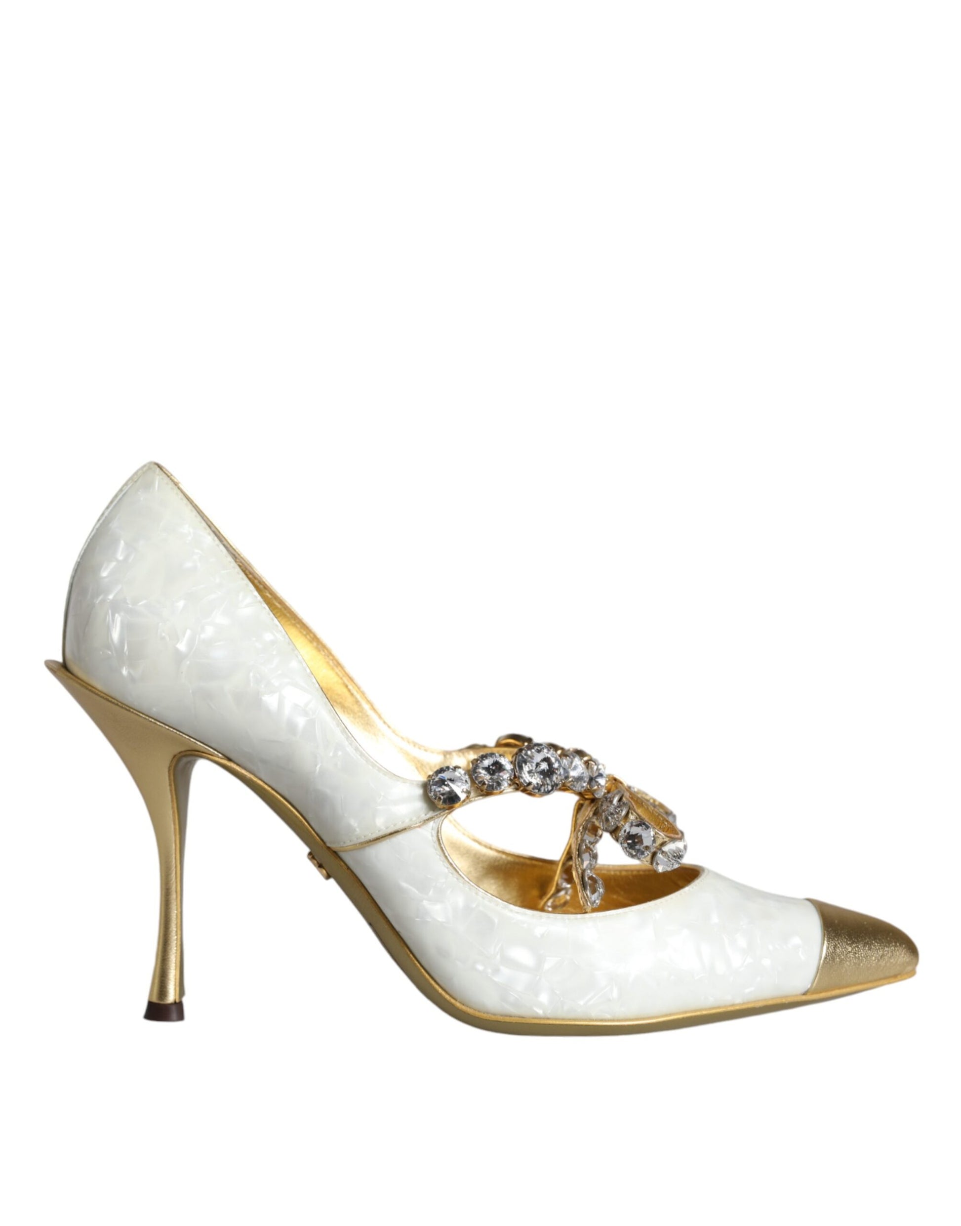 White Mary Jane Crystal Bow Pearl Pumps Shoes