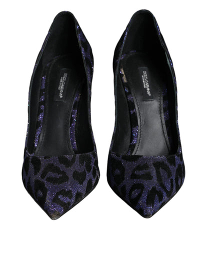 Violet Leopard Lurex High Heels Pumps Shoes