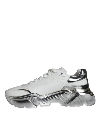 White Silver Daymaster Leather Sneakers Shoes