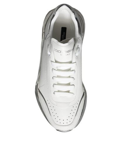 White Silver Daymaster Leather Sneakers Shoes