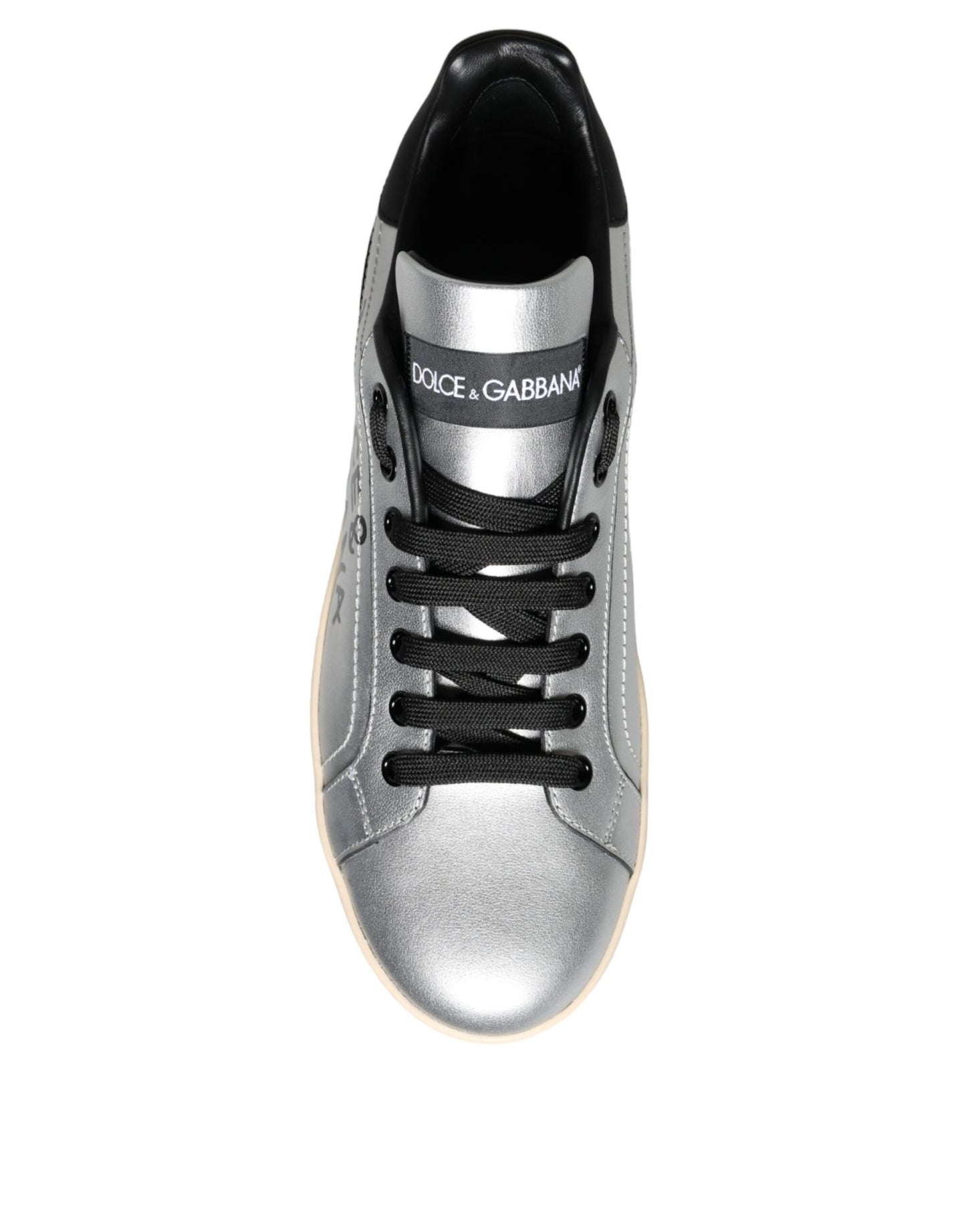 Silver Portofino Calf Leather Sneakers Shoes