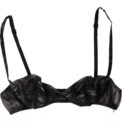 Black Silk Stretch Women Balconcino Bra Underwear