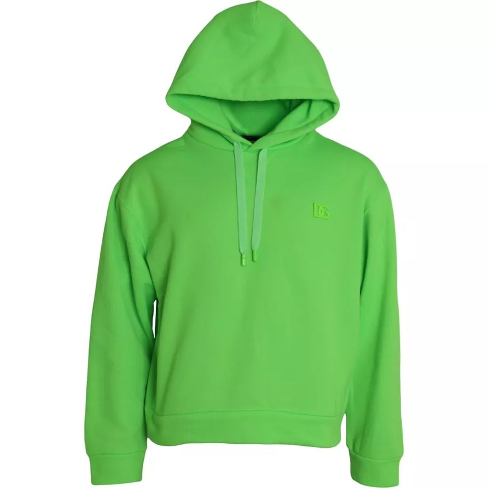 Green Logo Hooded Pullover Sweatshirt Sweater