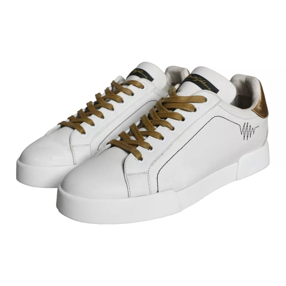 White Leather Portofino Low Top Sneakers Shoes