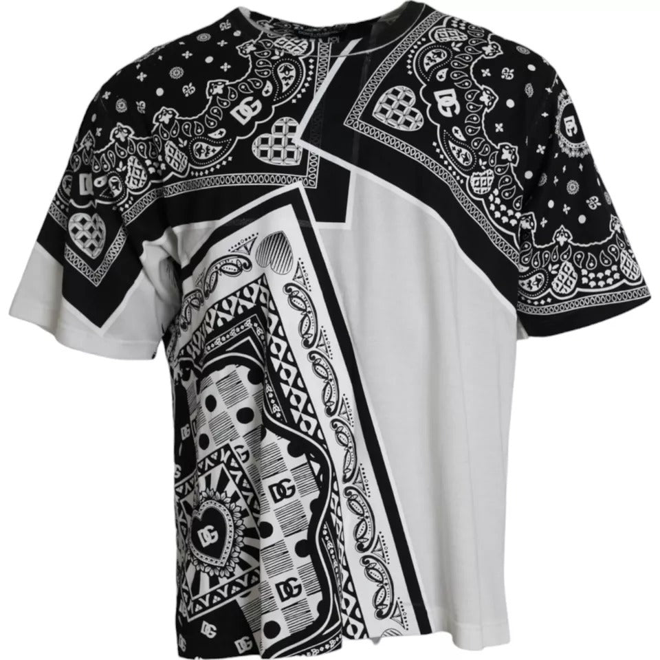 White Bandana Print Cotton Short Sleeves T-shirt