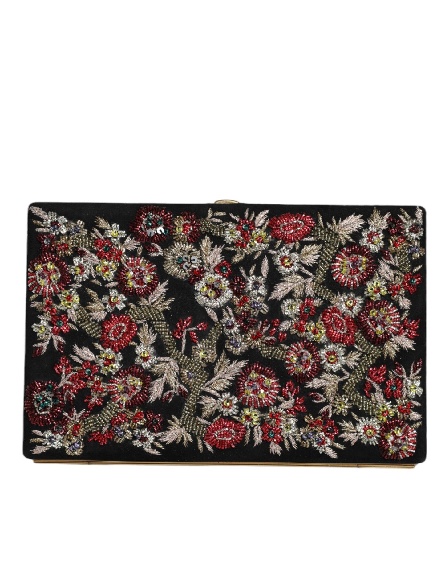 Multicolor Floral Gold Frame Clutch Evening Purse Bag