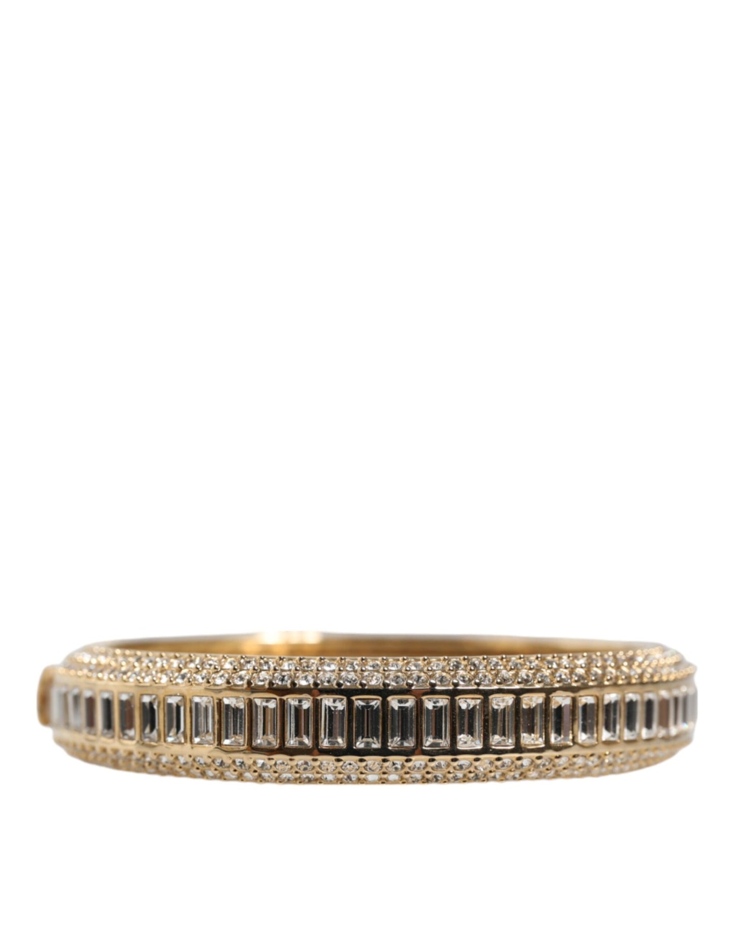 Gold Tone Brass Crystal Stass DG Round Bangle Bracelet