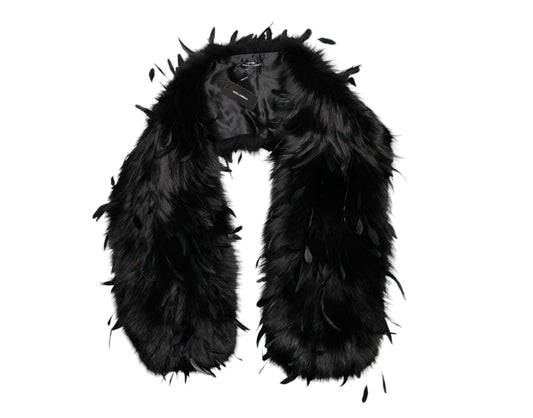 Black Fox Rooster Feathers Neck Warmer Scarf