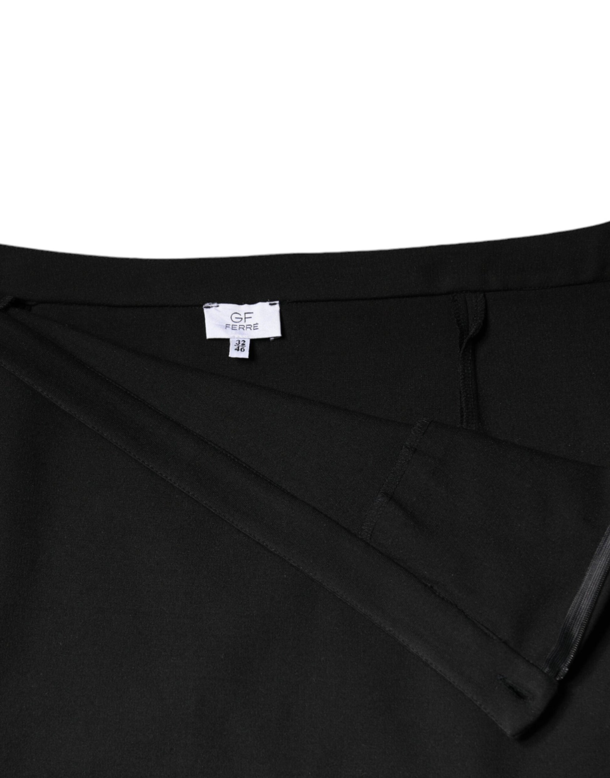 Black Straight Pencil Cut Knee Length Skirt