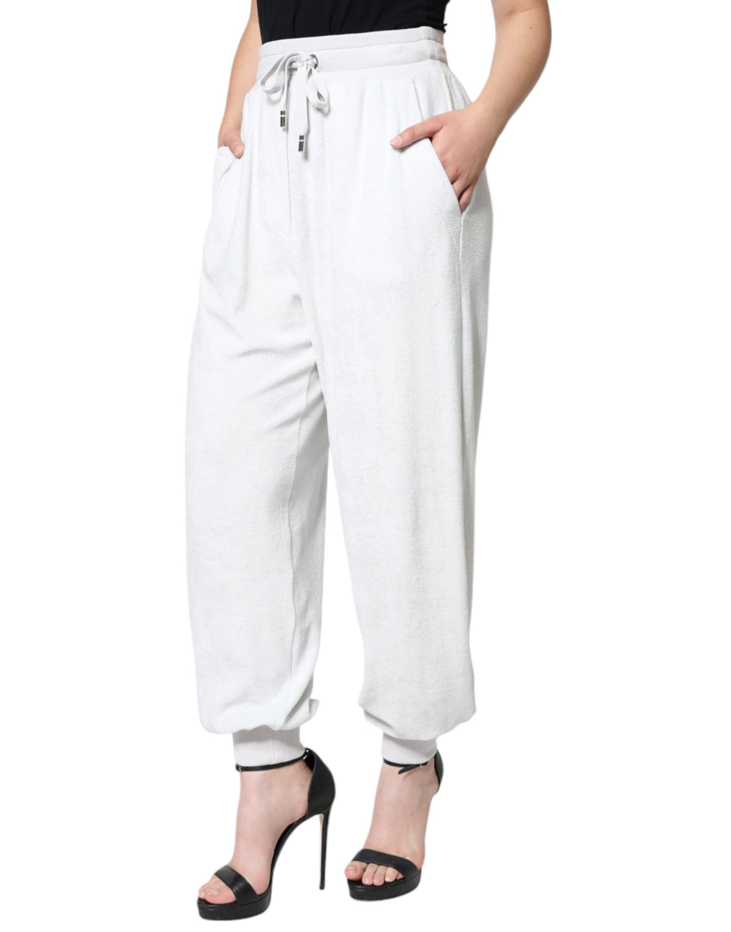 White Nylon Jogger Sweatpants Pants