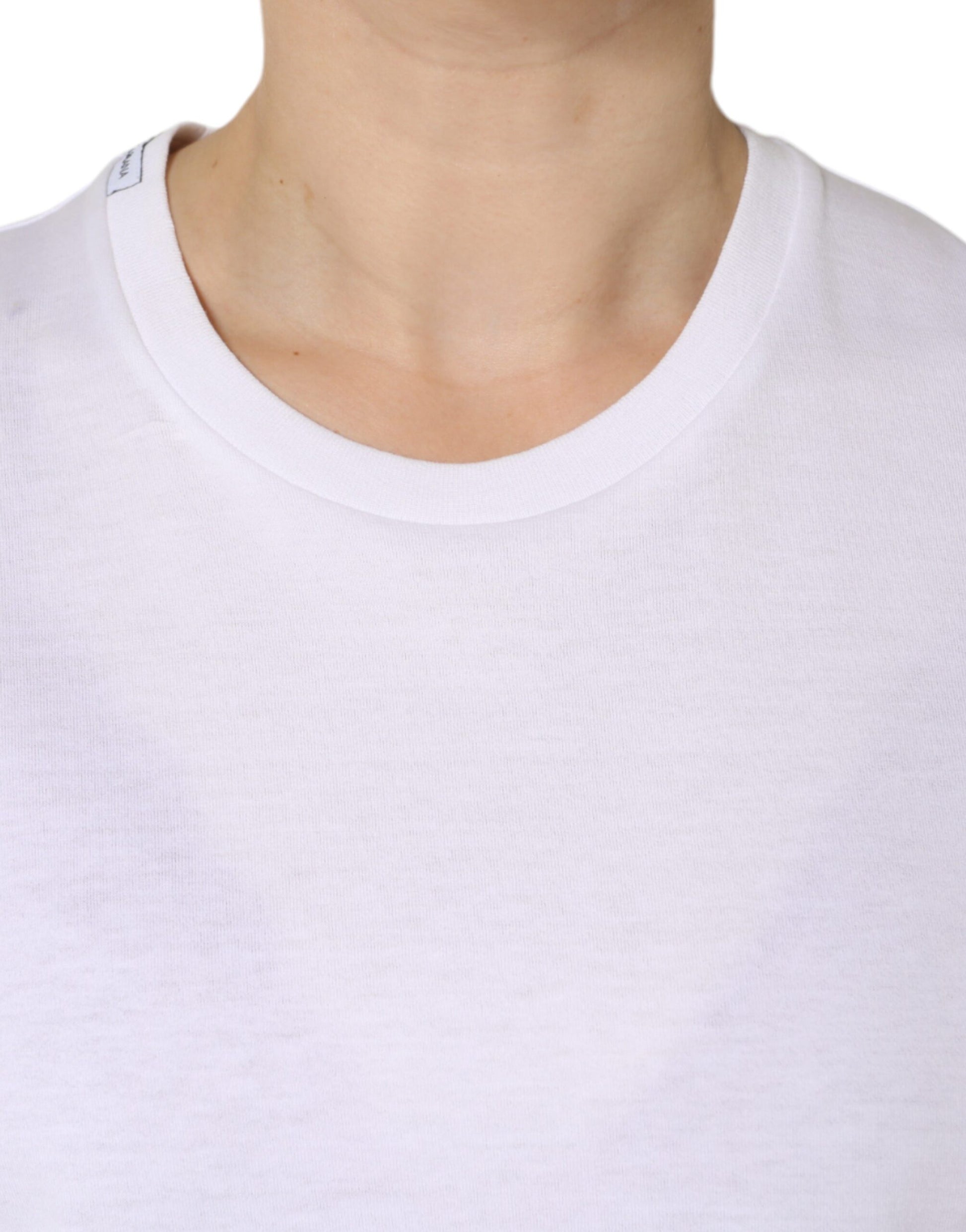 White Cotton Sleeveless Crew Neck T-shirt