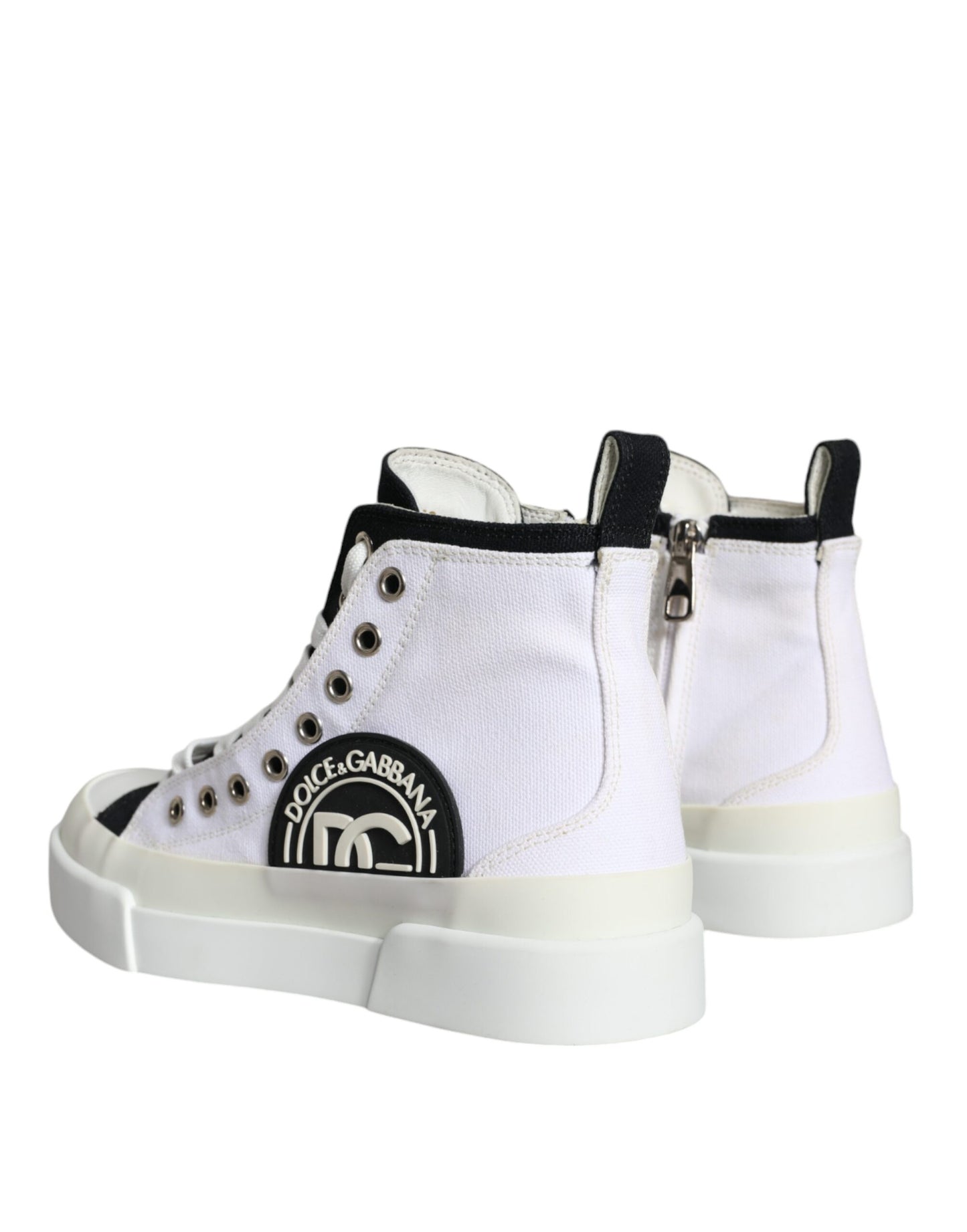 White Black Canvas Logo Mid Top Sneakers Shoes