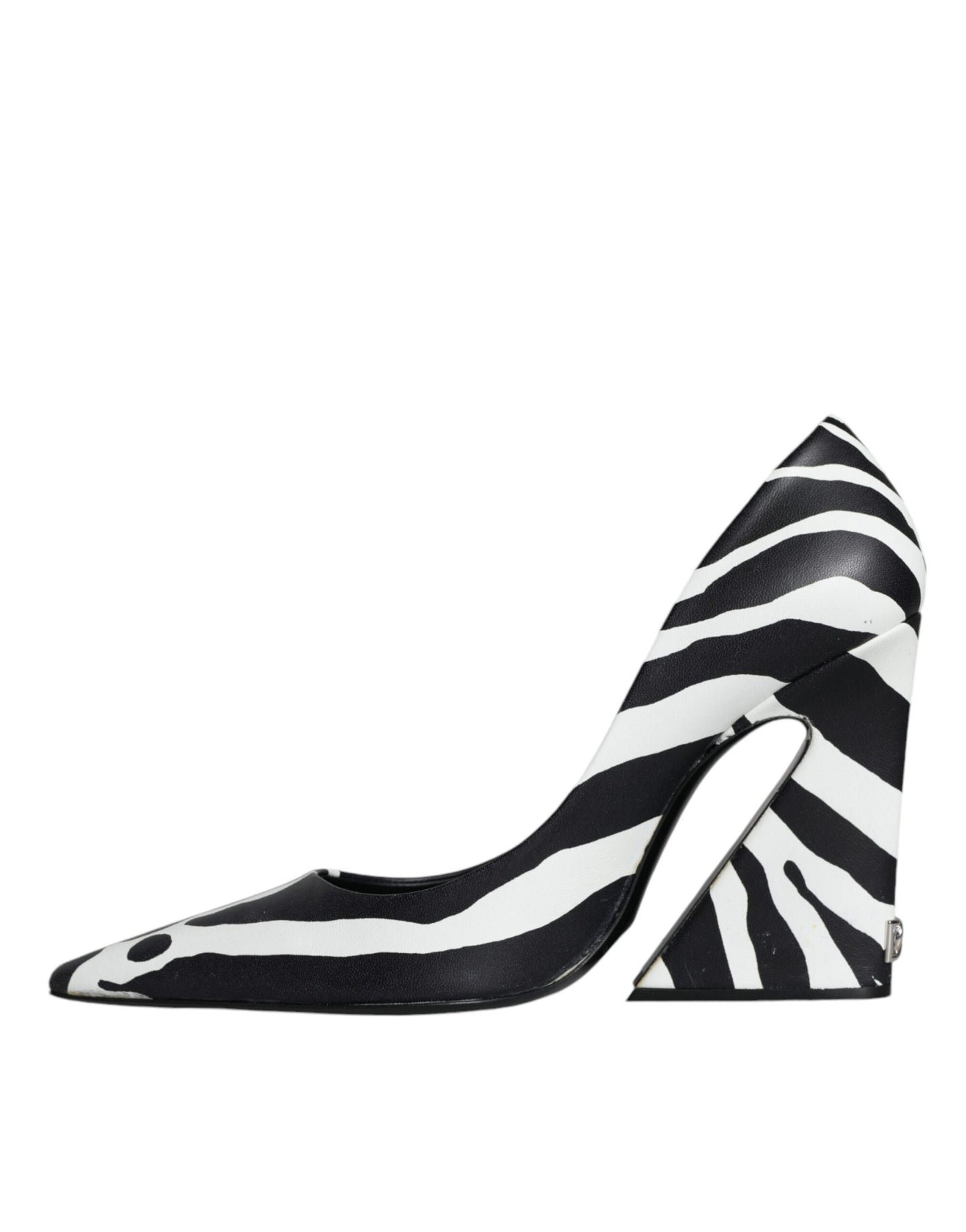 White Black Zebra Leather Heels Pumps Shoes