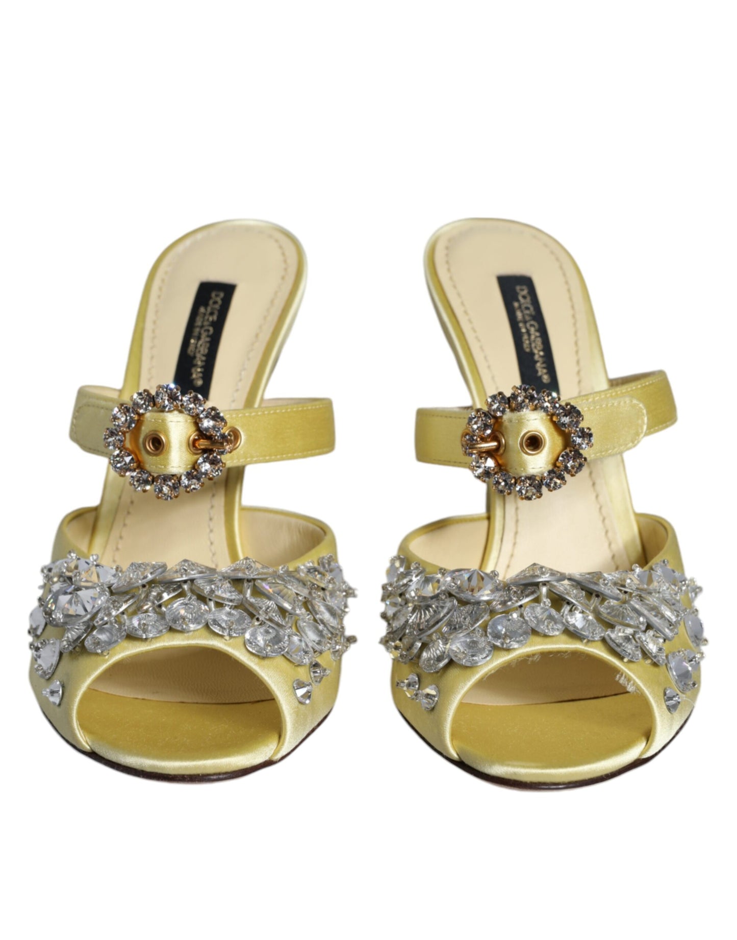 Yellow Mary Janes Satin Crystal Sandals Shoes