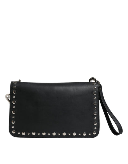 Black Small Leather Studded Shoulder Crossbody Bag