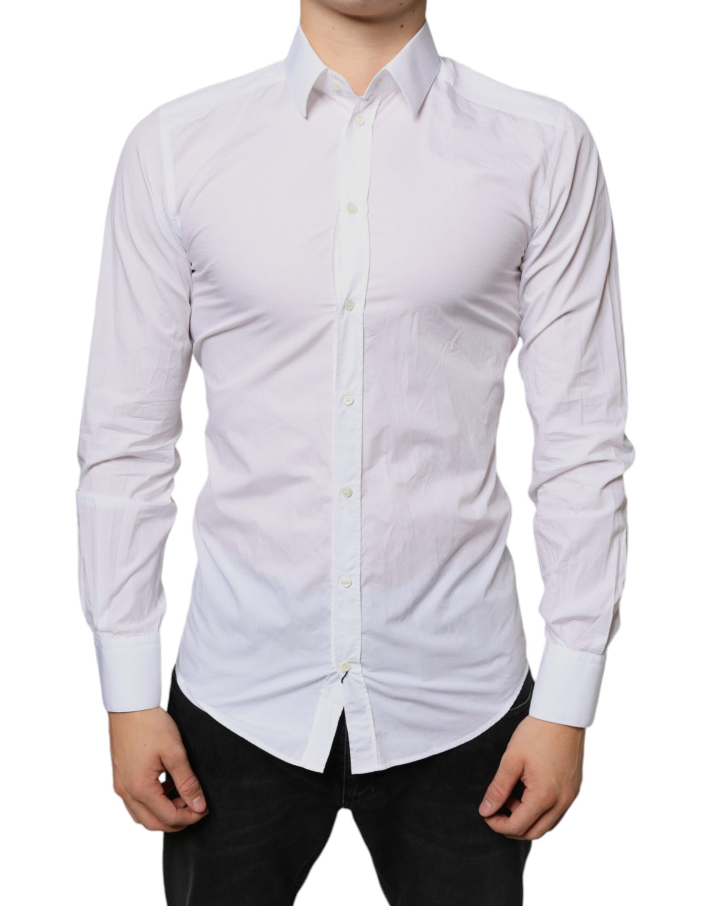 White Cotton Collared Men Formal Dress Shirt