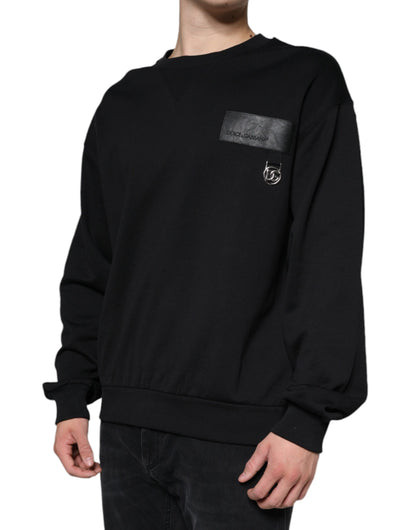 Black Logo Cotton Long Sleeves Sweatshirt Sweater