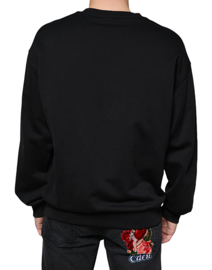 Black Logo Cotton Long Sleeves Sweatshirt Sweater